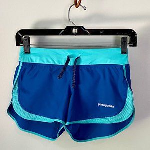 Patagonia Women's Athletic Running Shorts with Liner - Blue and Teal - XS
